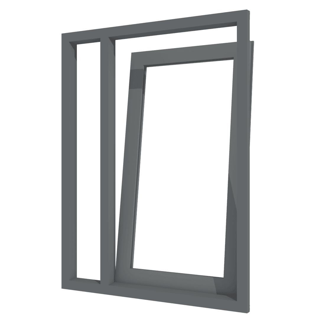 Draaikiepdeur met zijlicht links - binnendraaiend | aluminium